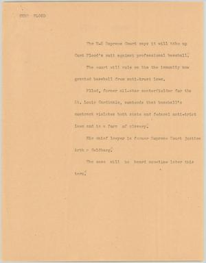 Primary view of object titled '[News Script: Curt flood]'.