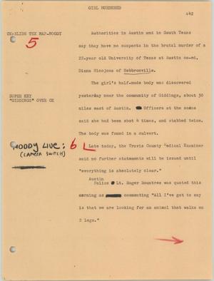 Primary view of object titled '[News Script: Girl murdered]'.