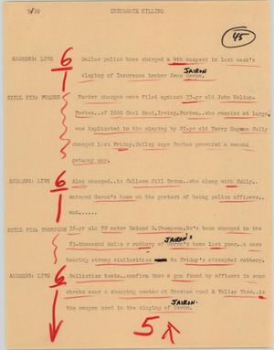 Primary view of object titled '[News Script: Insurance killing]'.