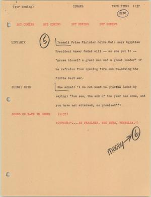 Primary view of object titled '[News Script: Israel]'.