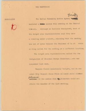 Primary view of object titled '[News Script: DCA meetings]'.