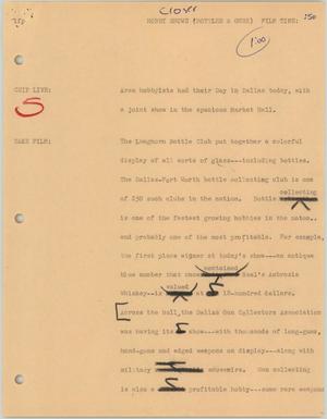 Primary view of object titled '[News Script: Hobby shows]'.