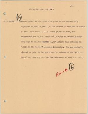 [News Script: Austin letters for prisoners of war]