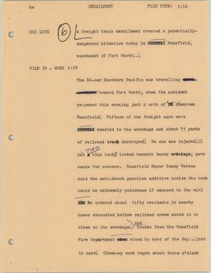 Primary view of object titled '[News Script: Derailment]'.