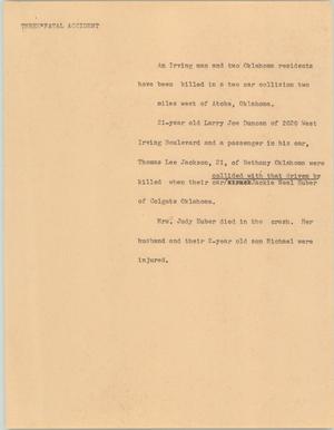 Primary view of object titled '[News Script: Three fatal accidents]'.