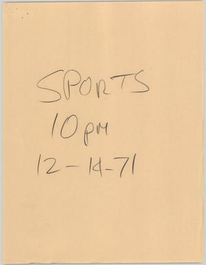 [News Script: Sports segment, December 14, 1971]