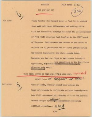 Primary view of object titled '[News Script: Kennard]'.