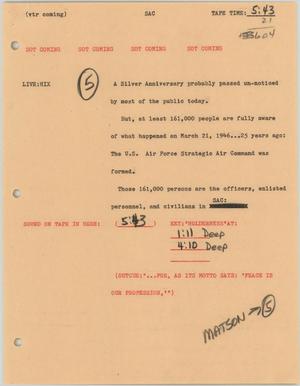 Primary view of object titled '[News Script: strategic Air Command]'.