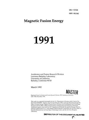 Magnetic Fusion Energy, 1991