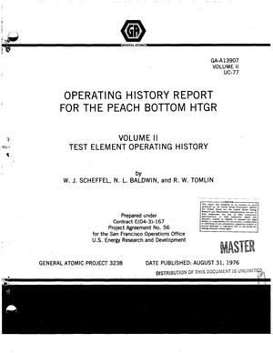 Operating History Report for the Peach Bottom HTGR. Volume II. Test element operating history
