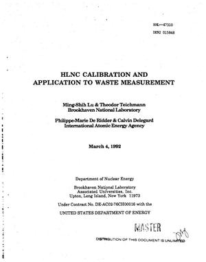 HLNC calibration and application to waste measurement
