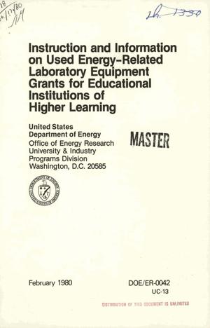 Instruction and information on used energy-related laboratory equipment grants for educational institutions of higher learning