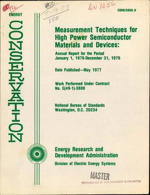 Measurement techniques for high power semiconductor materials and devices. Annual report, January 1, 1976--December 31, 1976. [Silicon wafers]