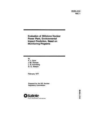 Evaluation of Millstone Nuclear Power Plant, Environmental Impact prediction, based on monitoring programs