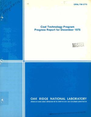 Coal technology program. Progress report for December 1976