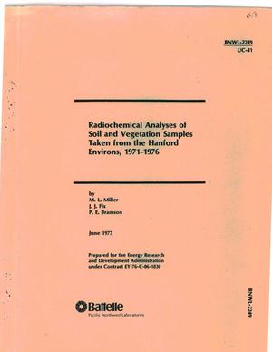 Radiochemical analyses of soil and vegetation samples taken from the Hanford environs, 1971--1976