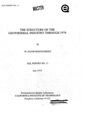 Structure of the geothermal industry through 1974