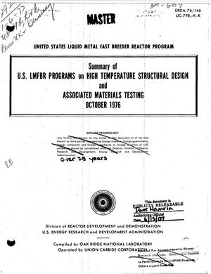 Summary of U. S. LMFBR programs on high temperature structural design and associated materials testing