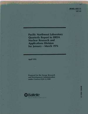 Pacific Northwest Laboratory quarterly report to ERDA Nuclear Research and Applications Division, January--March 1976. [Use of /sup 90/SrF/sub 2/ and /sup 137/CsCl WESF capsules as heat sources]
