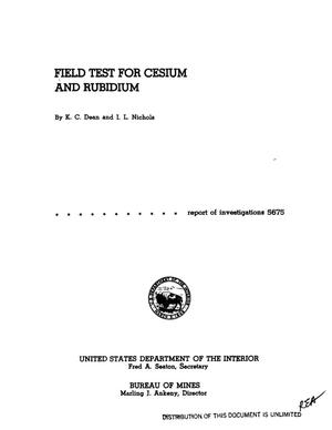 Primary view of object titled 'Field test for cesium and rubidium. [Semiquantitative spot tests]'.