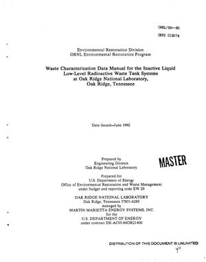 Waste characterization data manual for the inactive liquid low-level waste tank systems at Oak Ridge National Laboratory, Oak Ridge, Tennessee