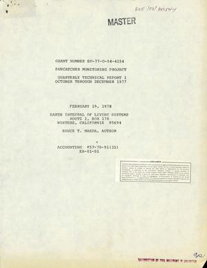 Suncatcher Monitoring Project. Quarterly technical report 1, October-December 1977