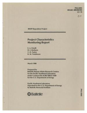 Project characteristics monitoring report: BWIP (Basalt Waste Isolation Program) repository project