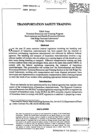Transportation safety training