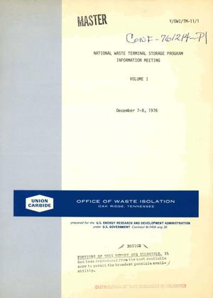 National Waste Terminal Storage Program information meeting, December 7-8, 1976. [Slides only, no text]