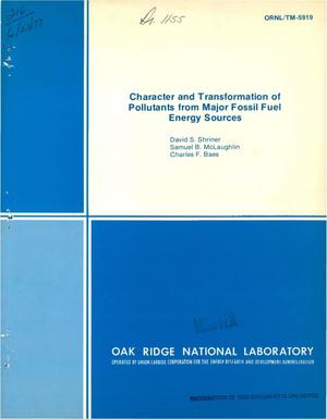 Character and transformation of pollutants from major fossil fuel energy sources
