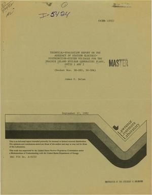 Technical-evaluation report on the adequacy of station electric-distribution-system voltages for the Prairie Island Nuclear Generating Plant, Units 1 and 2. (Docket Nos. 50-282, 50-306)