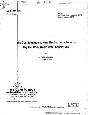 Zuni Mountains, New Mexico as a potential dry hot rock geothermal energy Site