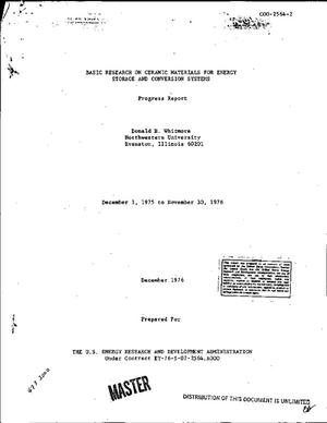 Basic research on ceramic materials for energy storage and conversion systems. Progress report, December 1, 1975--November 30, 1976. [Tl/sub 2/ZnI/sub 2/, In/sub 4/CdI/sub 6/, Tl/sub 4/CdI/sub 6/, and In/sub 2/ZnI/sub 4/; solid electrolytes and electrodes]