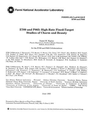 E789 and P865: High-rate fixed-target studies of charm and beauty