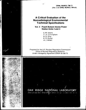 Critical evaluation of the nonradiological environmental technical specifications. Volume 3. Peach Bottom Atomic Power Station Units 2 and 3
