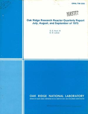 Oak Ridge Research Reactor quarterly report, July--September 1975