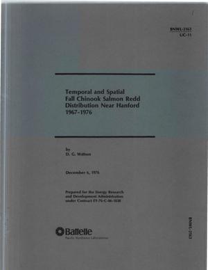 Temporal and spatial fall chinook salmon redd distribution near Hanford, 1967-1976
