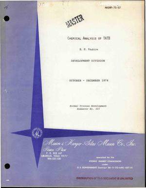 Chemical analysis of TATB. Progress report, October--December 1974