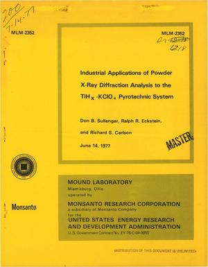 Industrial applications of powder x-ray diffraction analysis to the TiH/sub x/--KClO/sub 4/ pyrotechnic system
