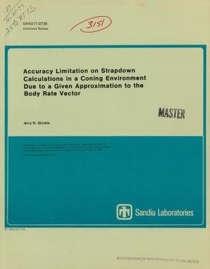 Accuracy limitation on strapdown calculations in a coning environment due to a given approximation to the body rate vector