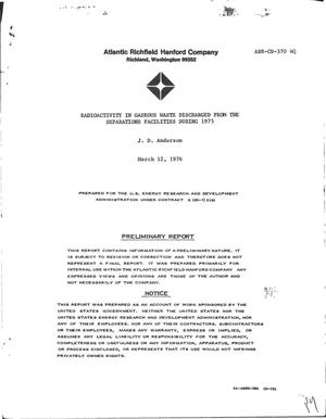 Radioactivity in gaseous waste discharged from the separations facilities during 1975