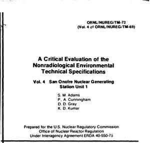 Critical evaluation of the nonradiological environmental technical specifications. Volume 4. San Onofre Nuclear Generating Station, Unit 1