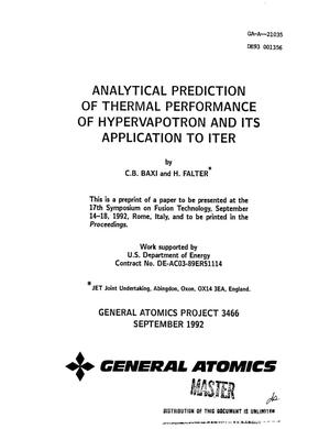 Analytical prediction of thermal performance of hypervapotron and its application to ITER