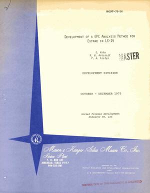 Development of a GPC analysis method for estane in LX-14. Progress report, October--December 1975
