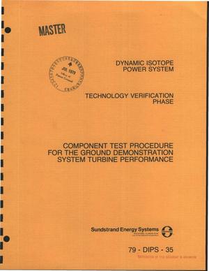 Component test procedure for the ground demonstration system turbine performance