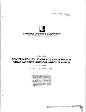 Conservation equations for vapor-droplet flows including boundary-droplet effects