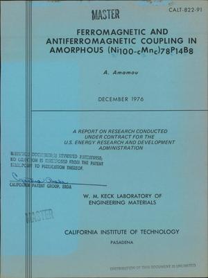 Ferromagnetic and antiferromagnetic coupling in amorphous (Ni/sub 100-c/Mn/sub c/)/sub 78/P/sub 14/B/sub 8/. [C=0. 7 to 20 at. % 1. 7 to 270/sup 0/K]