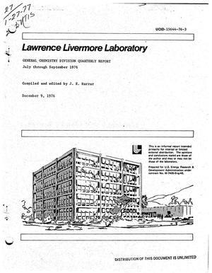 General Chemistry Division quarterly report, July--September 1976