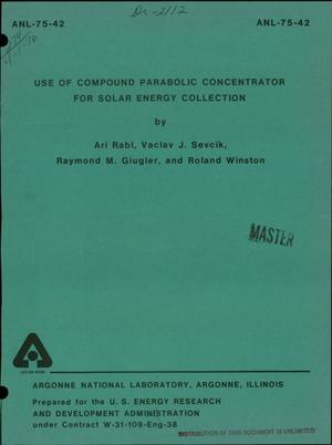 Primary view of object titled 'Use of compound parabolic concentrator for solar energy collection'.