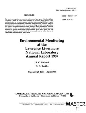 Environmental monitoring at the Lawrence Livermore National Laboratory: Annual report, 1987
